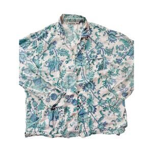 Roller rabbit long sleeve teal polo pj top - size Large